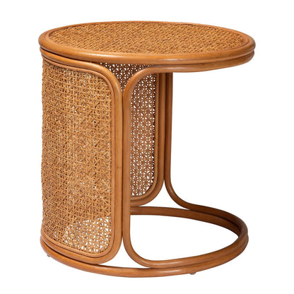 Baxton Studio - Eldon End Table in Light Honey - Eldon-Light Honey Rattan-Large-ET view 1