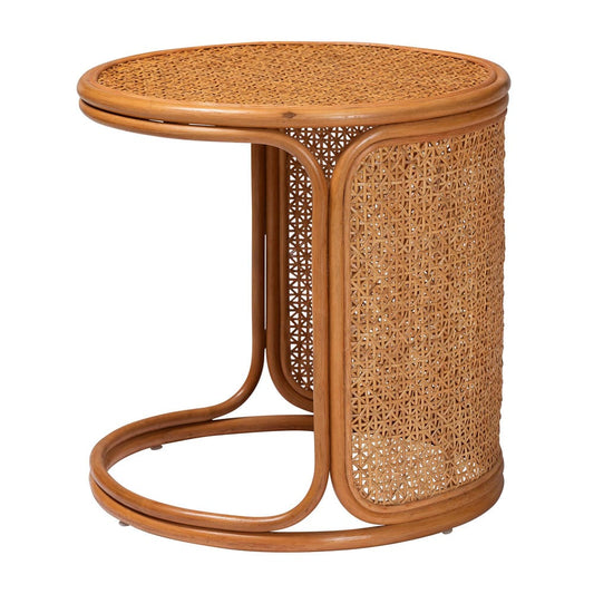 Baxton Studio - Eldon End Table in Light Honey - Eldon-Light Honey Rattan-Large-ET view 2