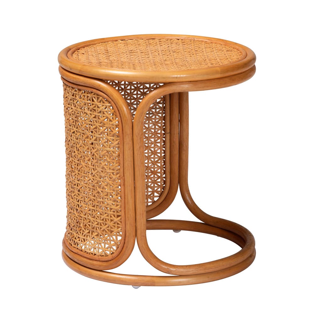 Baxton Studio - Eldon End Table in Light Honey - Eldon-Light Honey Rattan-Small-ET view 1