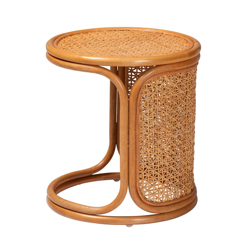 Baxton Studio - Eldon End Table in Light Honey - Eldon-Light Honey Rattan-Small-ET view 2