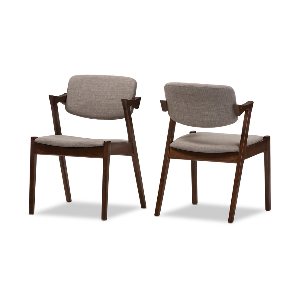 Baxton Studio - Elegant Set of 2 Dining Chairs in Light Grey/Walnut Brown - RT355-CHR-Grey view 1