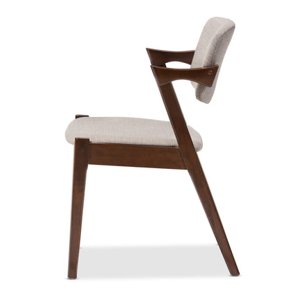 Baxton Studio - Elegant Set of 2 Dining Chairs in Light Grey/Walnut Brown - RT355-CHR-Grey view 2