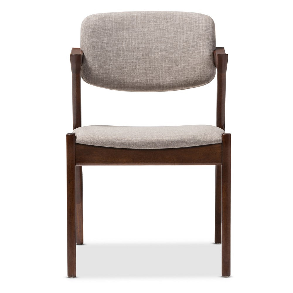 Baxton Studio - Elegant Set of 2 Dining Chairs in Light Grey/Walnut Brown - RT355-CHR-Grey view 3
