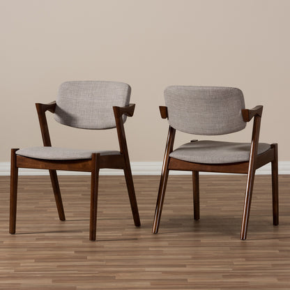 Baxton Studio - Elegant Set of 2 Dining Chairs in Light Grey/Walnut Brown - RT355-CHR-Grey view 4