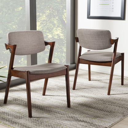 Baxton Studio - Elegant Set of 2 Dining Chairs in Light Grey/Walnut Brown - RT355-CHR-Grey view 5