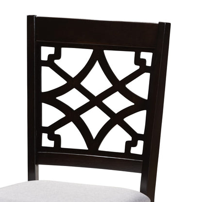 Baxton Studio - Elena Dining Set in Grey/dark brown - Elena-Grey/Dark Brown-5PC Dining Set view 5