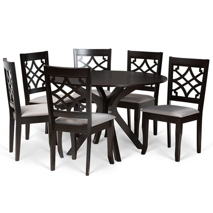 Baxton Studio - Elena Dining Set in Grey/dark brown - Elena-Grey/Dark Brown-7PC Dining Set view 1