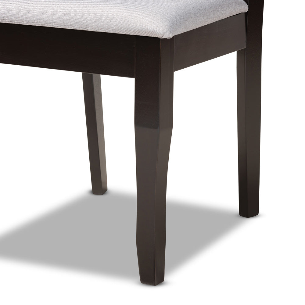 Baxton Studio - Elena Dining Set in Grey/dark brown - Elena-Grey/Dark Brown-7PC Dining Set view 6