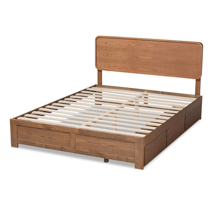 Baxton Studio - Eleni Full Size Bed in Ash Walnut - Eleni-Ash Walnut-Full view 4
