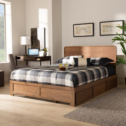 Baxton Studio - Eleni Full Size Bed in Ash Walnut - Eleni-Ash Walnut-Full view 8