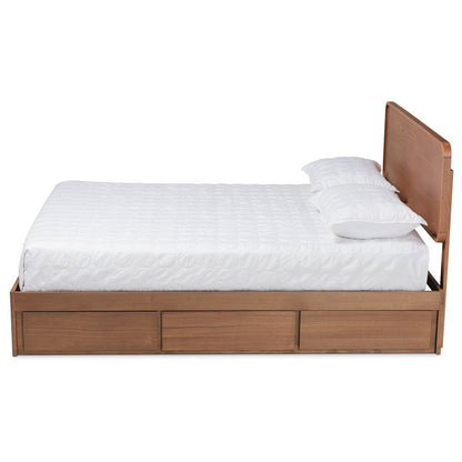Baxton Studio - Eleni King Size Bed in Ash Walnut - Eleni-Ash Walnut-King view 3