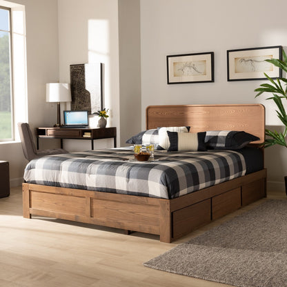 Baxton Studio - Eleni King Size Bed in Ash Walnut - Eleni-Ash Walnut-King view 8