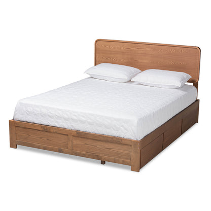 Baxton Studio - Eleni Queen Size Bed in Ash Walnut - Eleni-Ash Walnut-Queen view 1