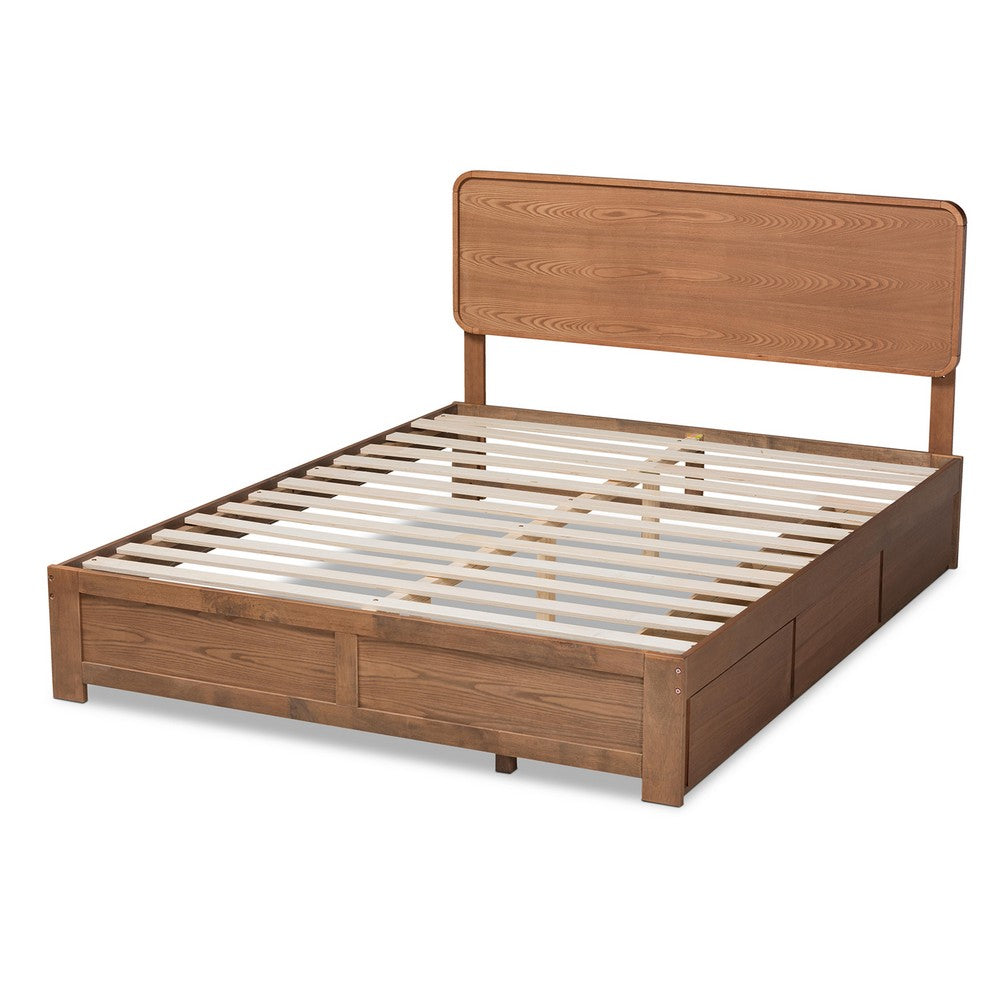 Baxton Studio - Eleni Queen Size Bed in Ash Walnut - Eleni-Ash Walnut-Queen view 4