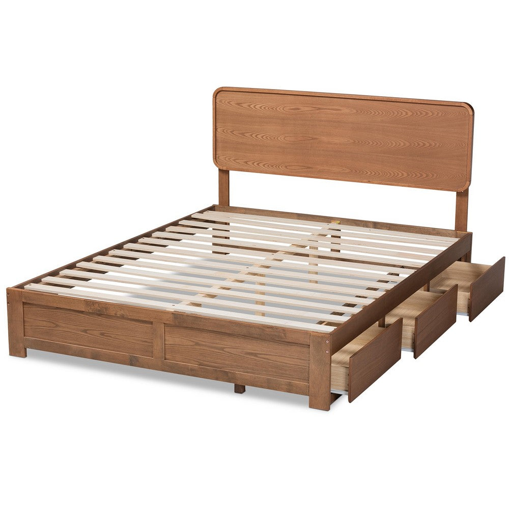 Baxton Studio - Eleni Queen Size Bed in Ash Walnut - Eleni-Ash Walnut-Queen view 5