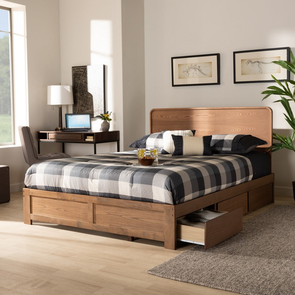 Baxton Studio - Eleni Queen Size Bed in Ash Walnut - Eleni-Ash Walnut-Queen view 9