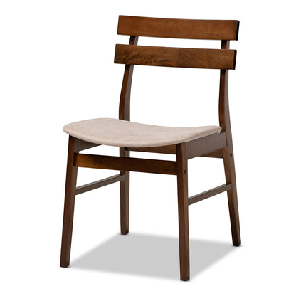 Baxton Studio - Eleri Dining Set in Light Beige/Walnut - Delvin/Fiesta-Latte/Walnut-5PC Dining Set view 2