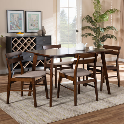 Baxton Studio - Eleri Dining Set in Light Beige/Walnut - Delvin/Fiesta-Latte/Walnut-5PC Dining Set view 6