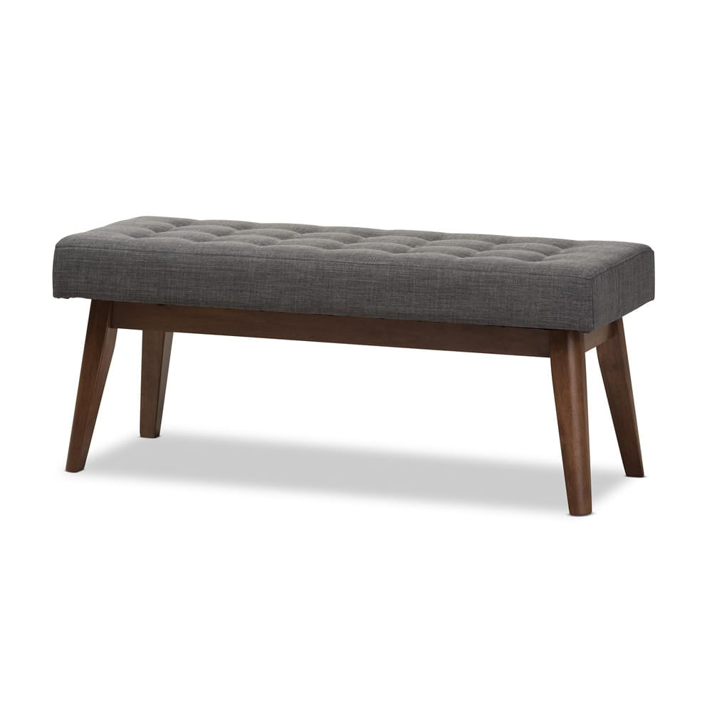 Baxton Studio - Elia Bench in Dark Grey/"Walnut" Brown - WM1622-BE-Dark Grey/Walnut view 1