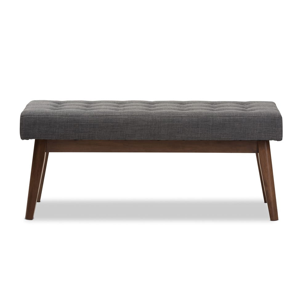 Baxton Studio - Elia Bench in Dark Grey/"Walnut" Brown - WM1622-BE-Dark Grey/Walnut view 2