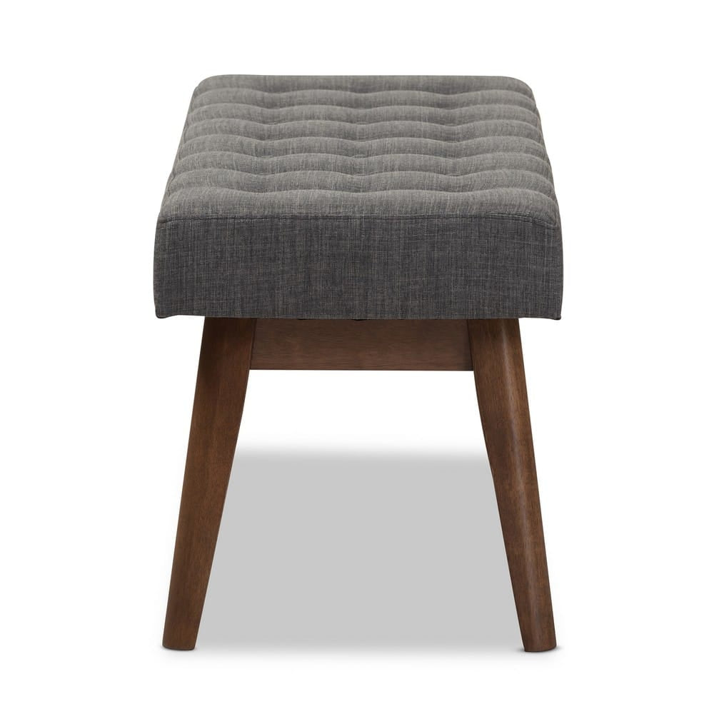 Baxton Studio - Elia Bench in Dark Grey/"Walnut" Brown - WM1622-BE-Dark Grey/Walnut view 3