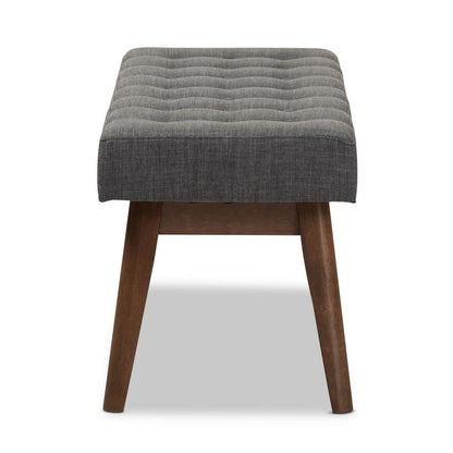 Baxton Studio - Elia Bench in Dark Grey/"Walnut" Brown - WM1622-BE-Dark Grey/Walnut view 3