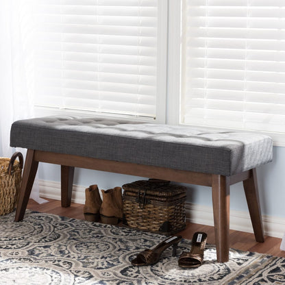 Baxton Studio - Elia Bench in Dark Grey/"Walnut" Brown - WM1622-BE-Dark Grey/Walnut view 6