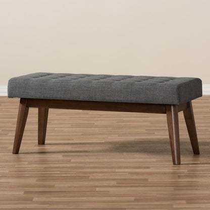 Baxton Studio - Elia Bench in Dark Grey/"Walnut" Brown - WM1622-BE-Dark Grey/Walnut view 7