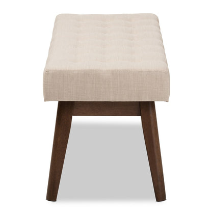 Baxton Studio - Elia Bench in Light Beige/"Walnut" Brown - WM1622-BE-Beige/Walnut view 3