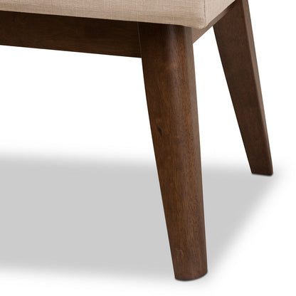 Baxton Studio - Elia Bench in Light Beige/"Walnut" Brown - WM1622-BE-Beige/Walnut view 5