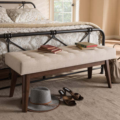Baxton Studio - Elia Bench in Light Beige/"Walnut" Brown - WM1622-BE-Beige/Walnut view 6
