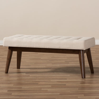 Baxton Studio - Elia Bench in Light Beige/"Walnut" Brown - WM1622-BE-Beige/Walnut view 7