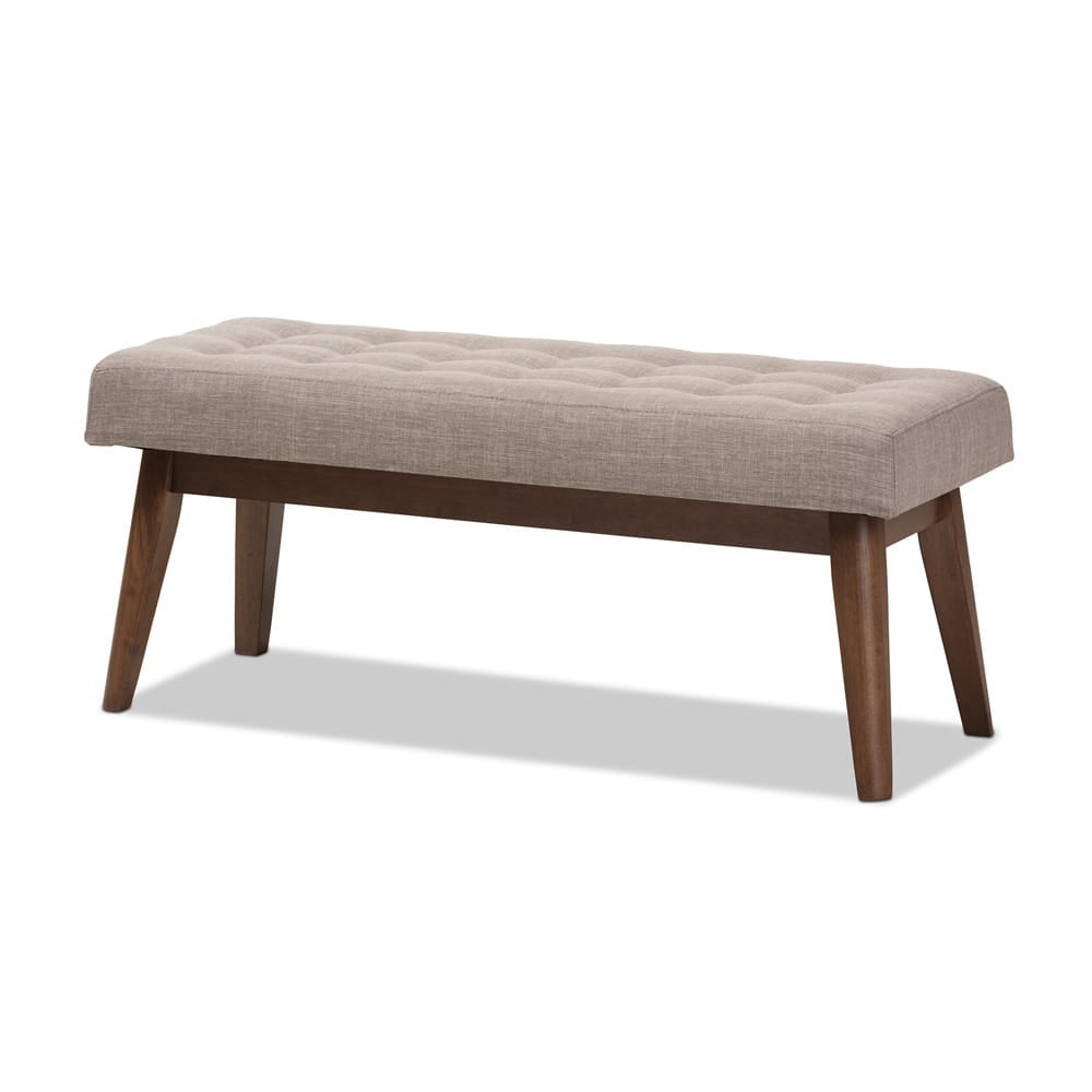Baxton Studio - Elia Bench in Light Grey/"Walnut" Brown - WM1622-BE-Light Grey/Walnut view 1