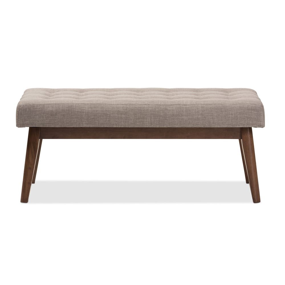 Baxton Studio - Elia Bench in Light Grey/"Walnut" Brown - WM1622-BE-Light Grey/Walnut view 2