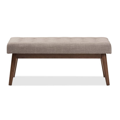 Baxton Studio - Elia Bench in Light Grey/"Walnut" Brown - WM1622-BE-Light Grey/Walnut view 2