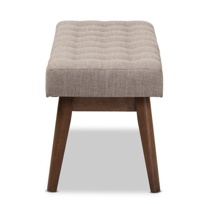 Baxton Studio - Elia Bench in Light Grey/"Walnut" Brown - WM1622-BE-Light Grey/Walnut view 3
