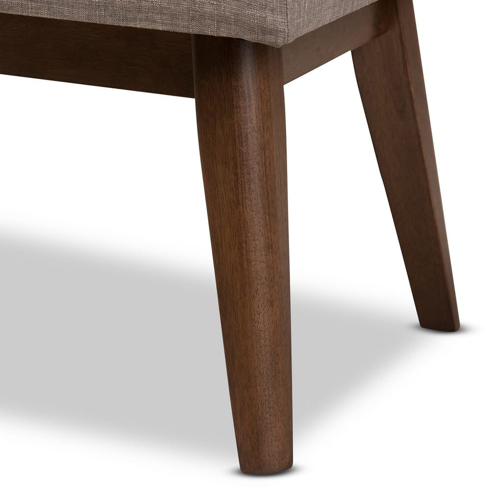 Baxton Studio - Elia Bench in Light Grey/"Walnut" Brown - WM1622-BE-Light Grey/Walnut view 5