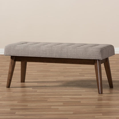 Baxton Studio - Elia Bench in Light Grey/"Walnut" Brown - WM1622-BE-Light Grey/Walnut view 7