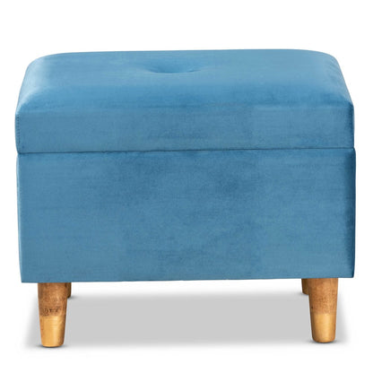 Baxton Studio - Elias Ottoman in Blue/Oak - JY20A250-Sky Blue Velvet-Otto view 3