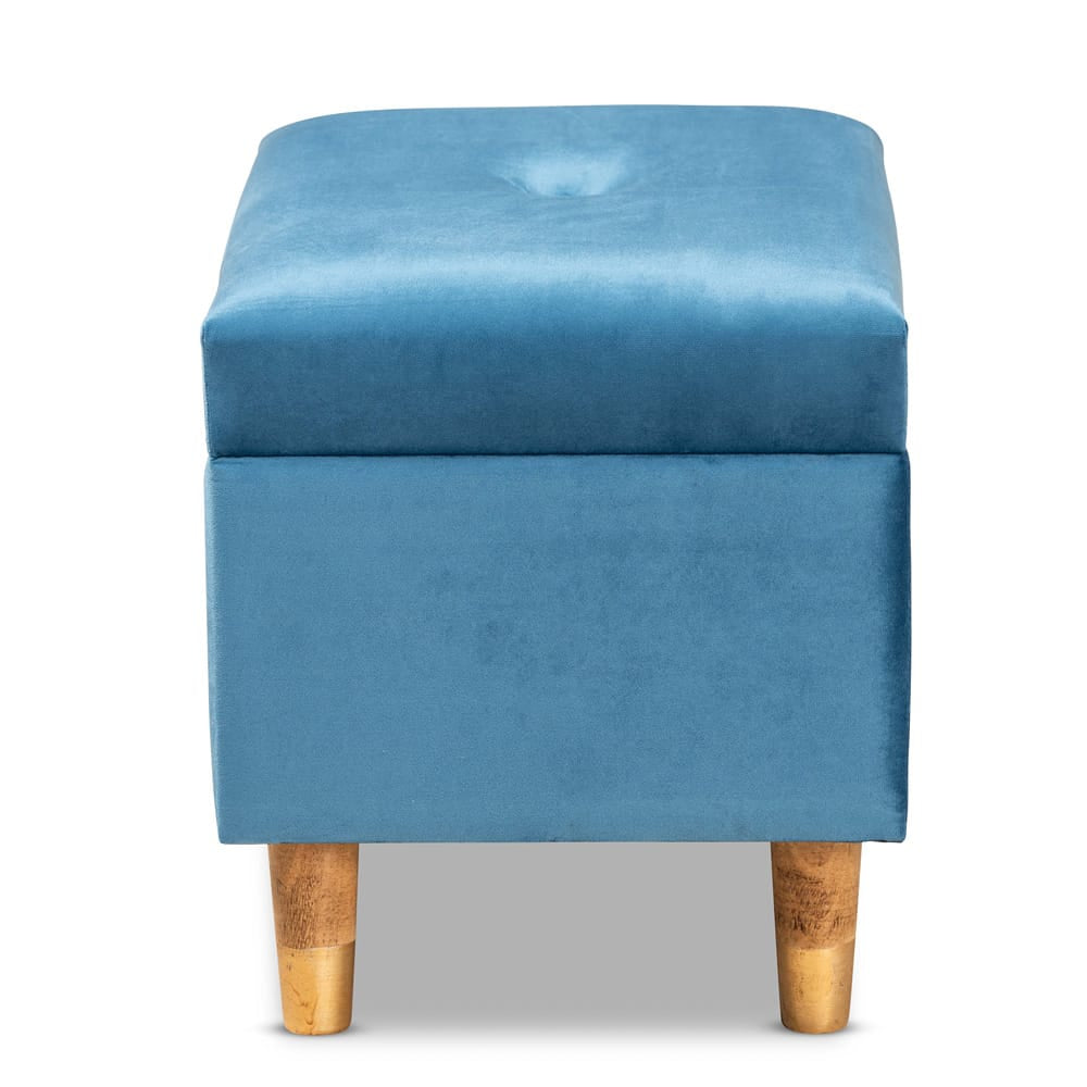 Baxton Studio - Elias Ottoman in Blue/Oak - JY20A250-Sky Blue Velvet-Otto view 4