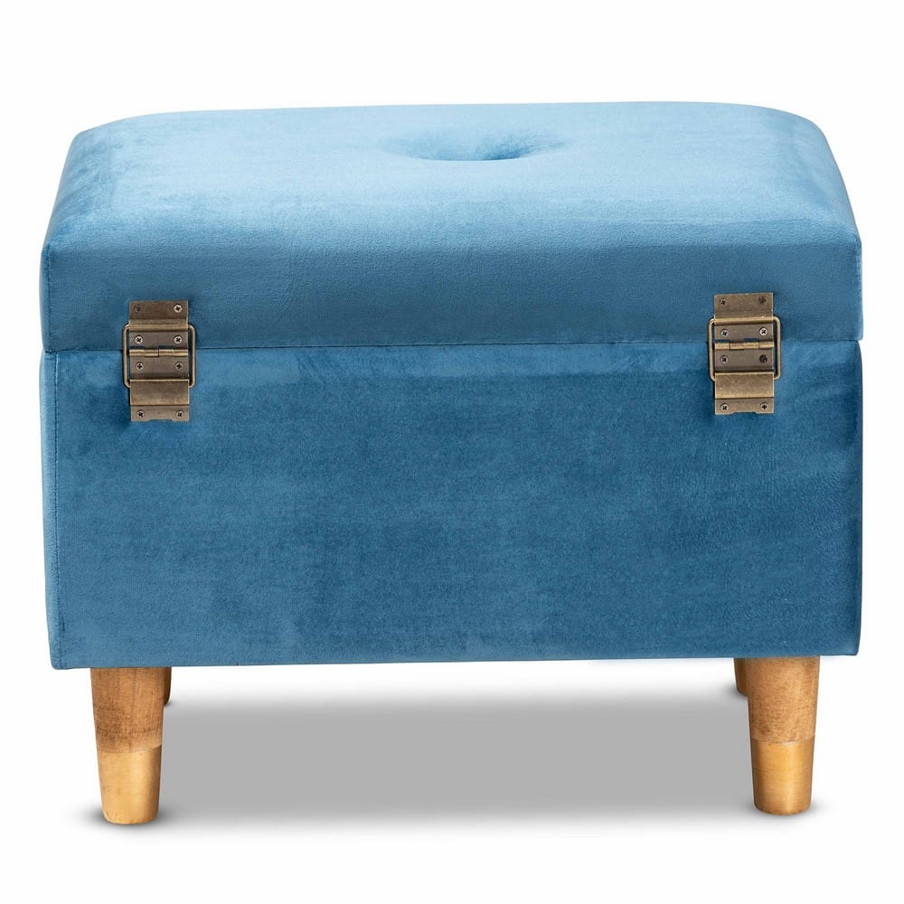 Baxton Studio - Elias Ottoman in Blue/Oak - JY20A250-Sky Blue Velvet-Otto view 5