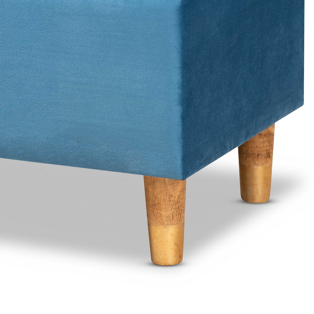 Baxton Studio - Elias Ottoman in Blue/Oak - JY20A250-Sky Blue Velvet-Otto view 7