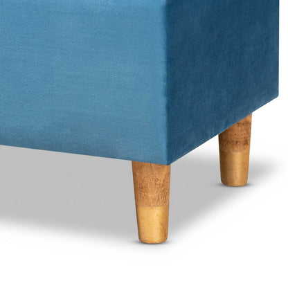 Baxton Studio - Elias Ottoman in Blue/Oak - JY20A250-Sky Blue Velvet-Otto view 7