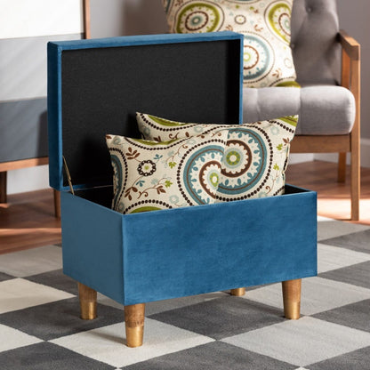 Baxton Studio - Elias Ottoman in Blue/Oak - JY20A250-Sky Blue Velvet-Otto view 9