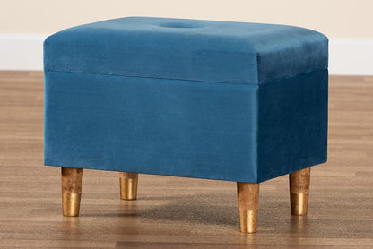 Baxton Studio - Elias Ottoman in Blue/Oak - JY20A250-Sky Blue Velvet-Otto view 10