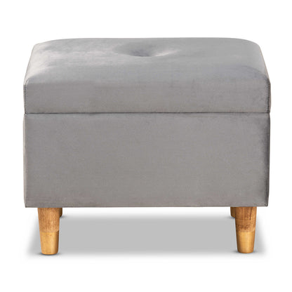 Baxton Studio - Elias Ottoman in Grey/Oak - JY20A250-Grey Velvet-Otto view 3