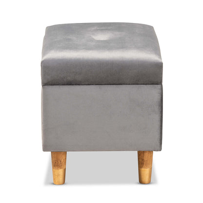 Baxton Studio - Elias Ottoman in Grey/Oak - JY20A250-Grey Velvet-Otto view 4