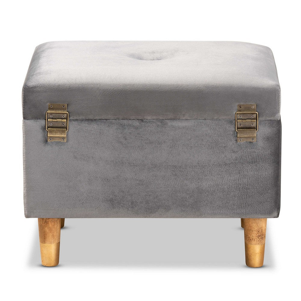 Baxton Studio - Elias Ottoman in Grey/Oak - JY20A250-Grey Velvet-Otto view 5