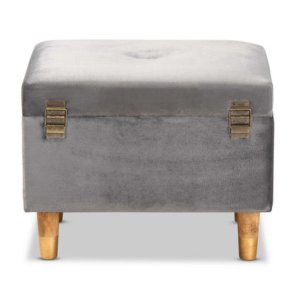 Baxton Studio - Elias Ottoman in Grey/Oak - JY20A250-Grey Velvet-Otto view 5