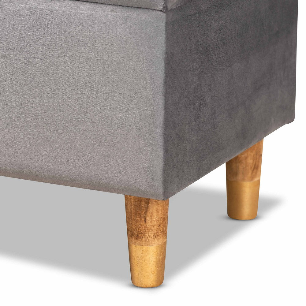 Baxton Studio - Elias Ottoman in Grey/Oak - JY20A250-Grey Velvet-Otto view 7